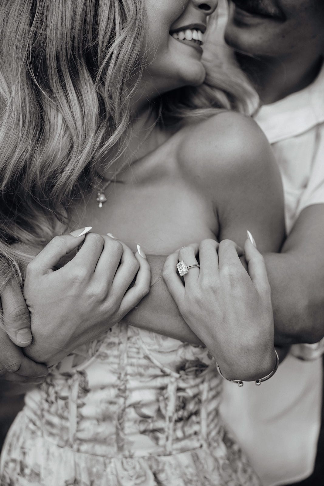 beautiful couple pose during their engagement photoshoot in Texas