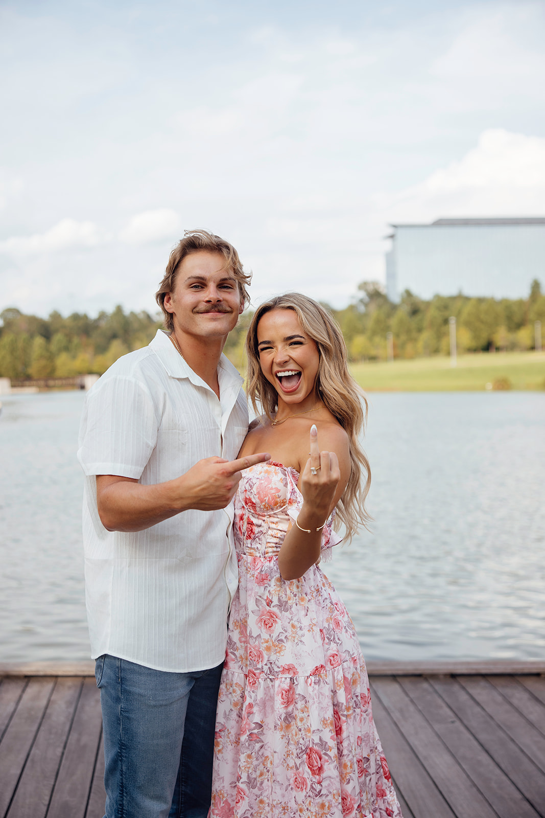 beautiful couple pose during their engagement photoshoot in Texas