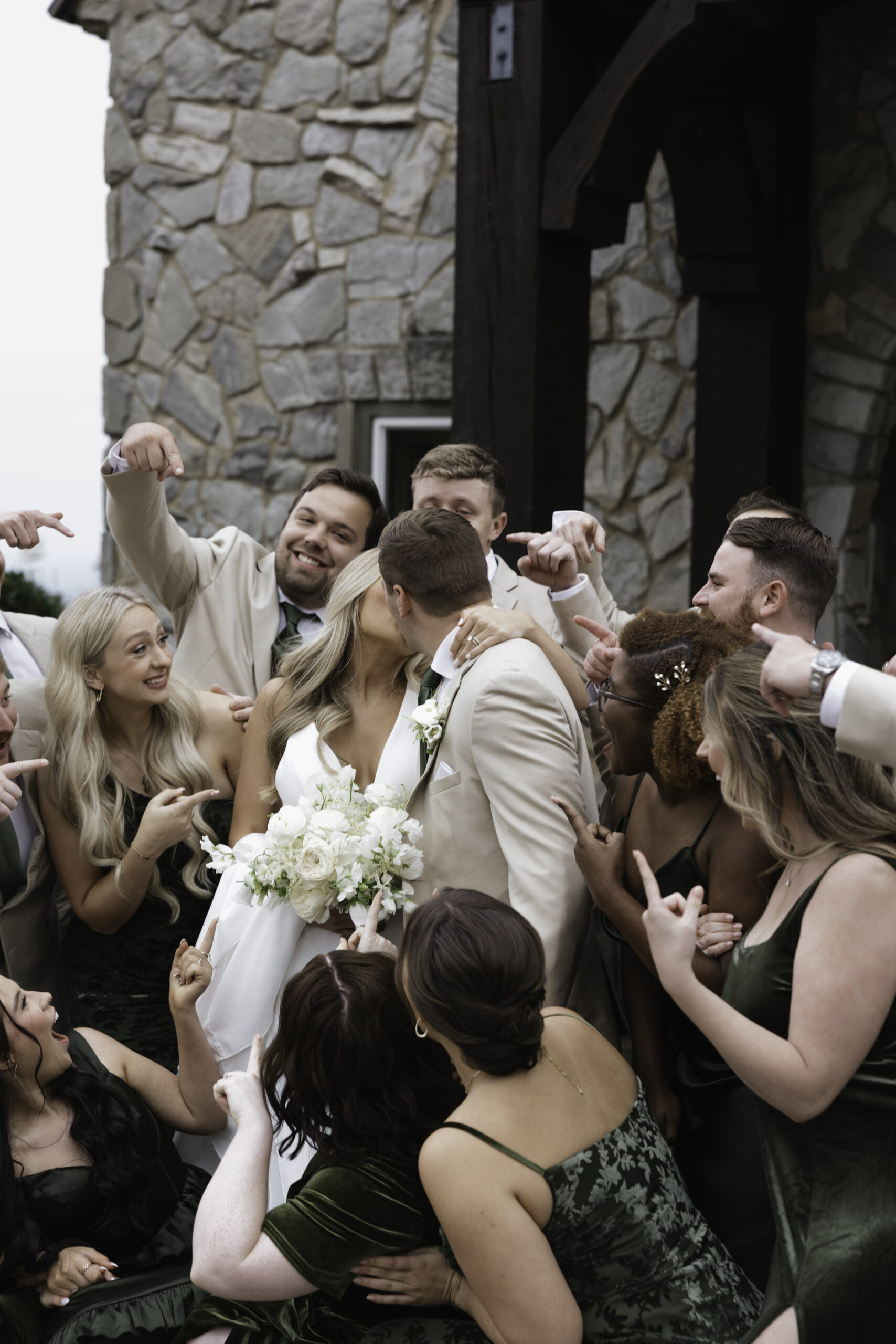 beautiful bride and groom pose together after their travel wedding!